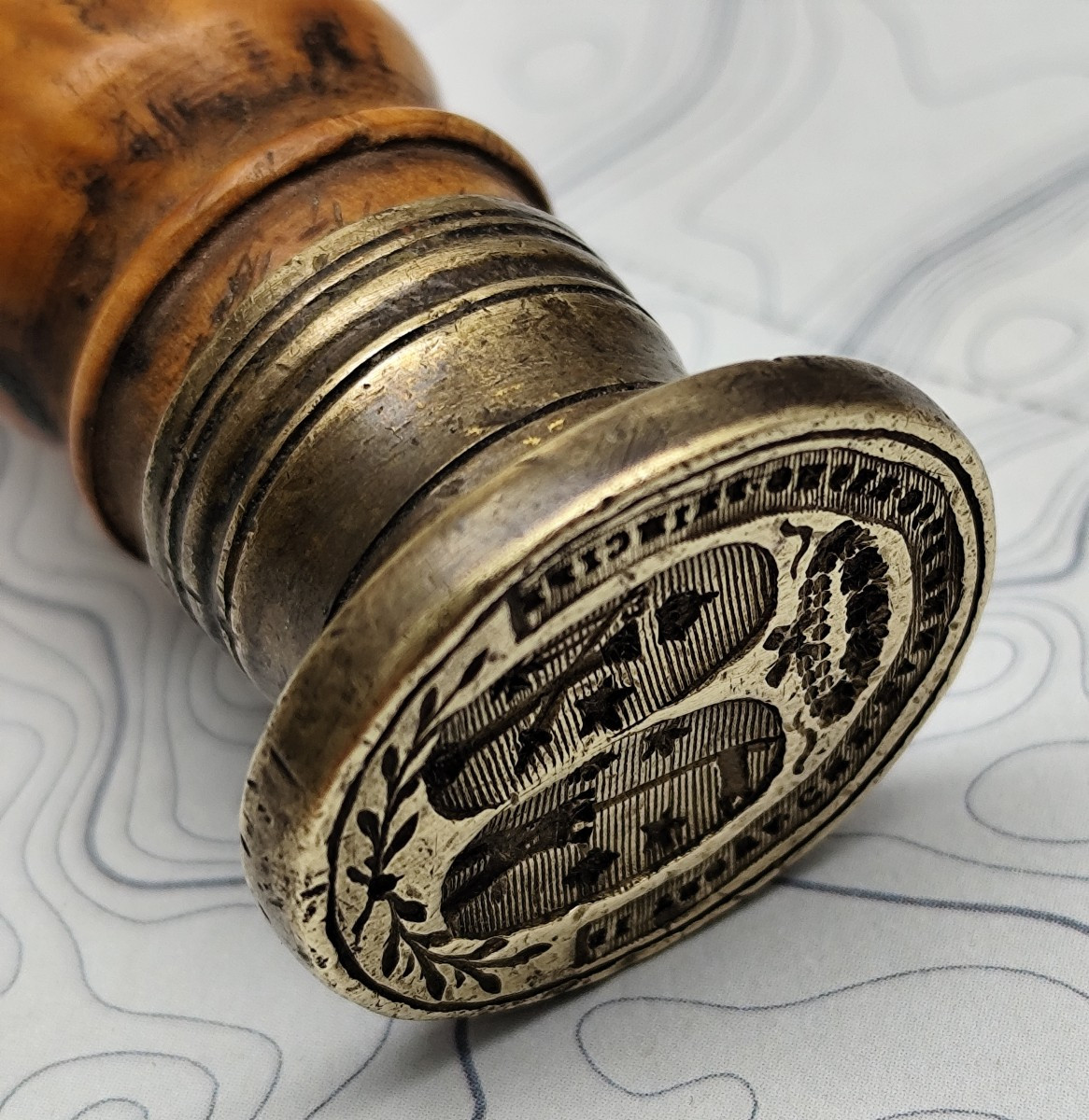 Alliance Seal, Princely Family Of Italy, (colonna) Late 17th Century, Late Boxwood Handle-photo-3