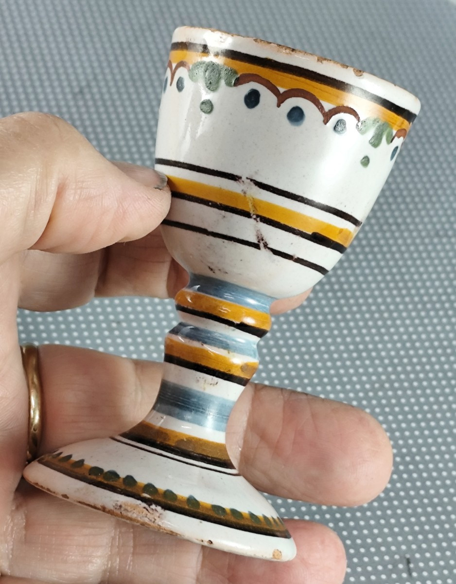 Beautiful Nevers Earthenware Egg Cup, 18th Century-photo-1