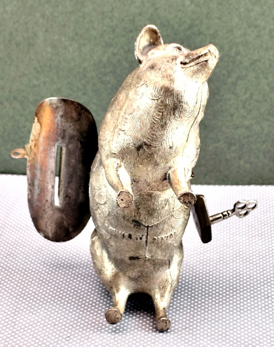 Piggy Bank, Cast Metal, Padlock, Over 100 Years Old-photo-1