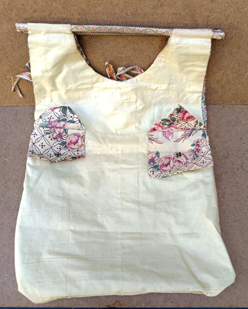 Sac de fête républicaine, fait maison,  art populaire, textile imprimé, vers 1920-photo-1