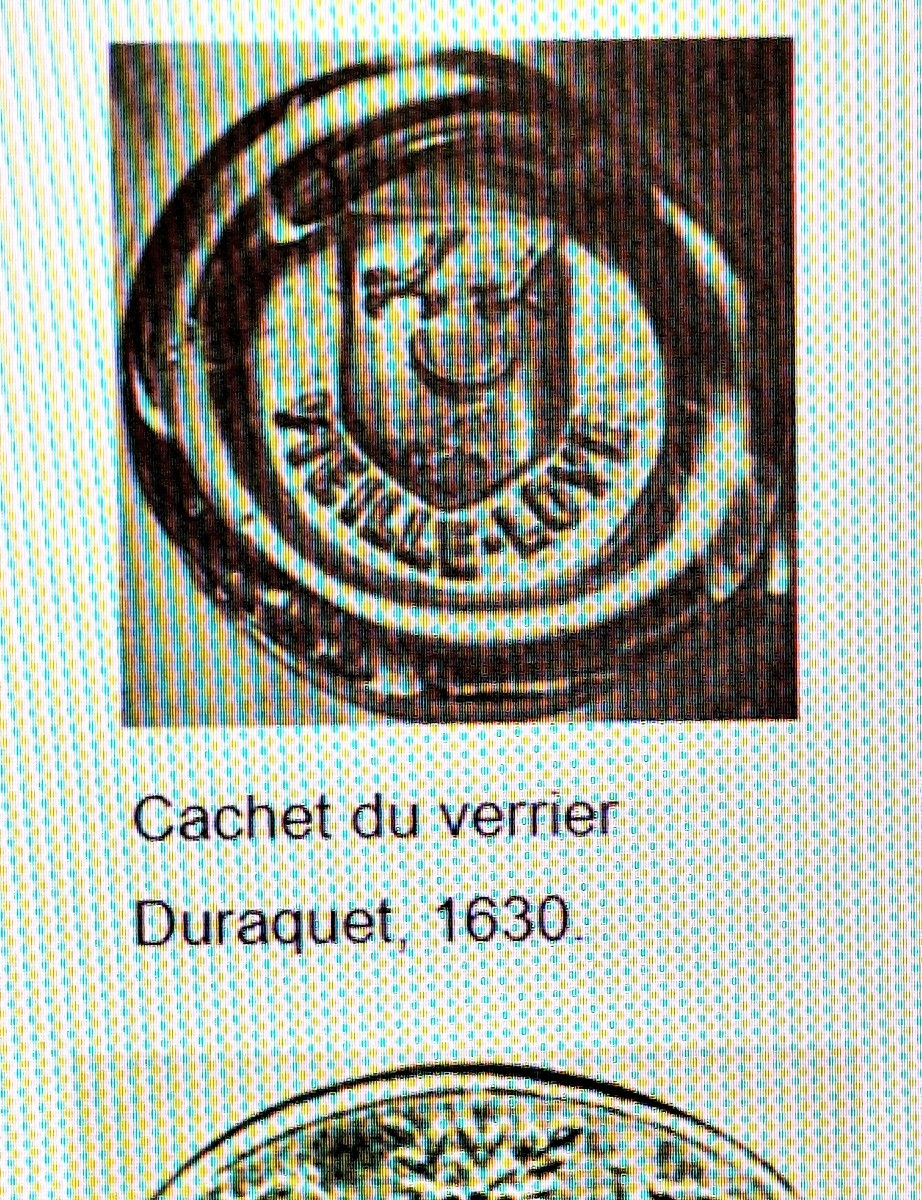 Bouteille-Musée :  17e siècle,  la Vieille Loye, blason du Maître verrier  Duraquet-photo-4