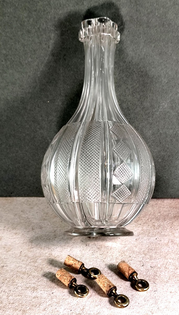 Carafe For 4 Liqueurs Cut Crystal, Le Creusot, Circa 1825-photo-3