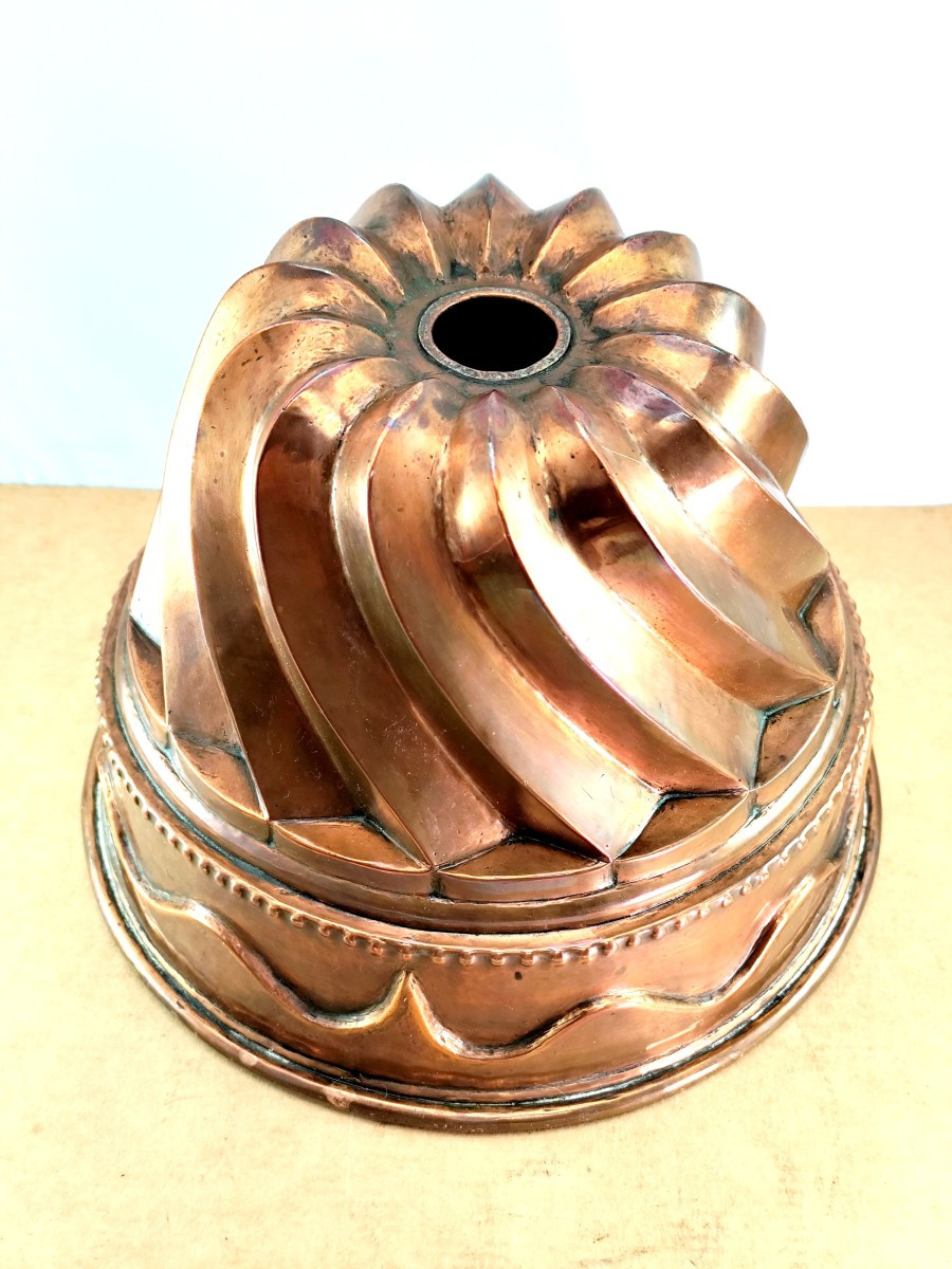 Large Copper Mold, Decorated, 18th Century, 25cm, 1.2kg, Good Condition-photo-3