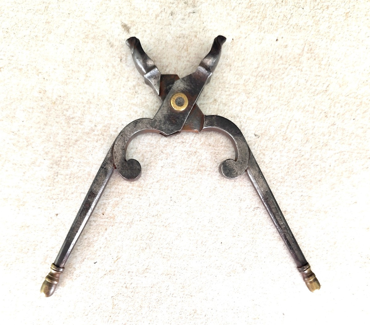 Casse noix et pignes, fer forgé à tête de tortue, 18-19e siècle, -photo-3