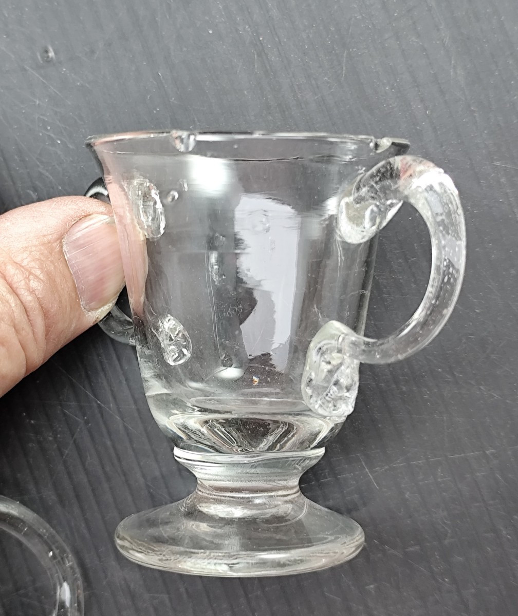 Two Pretty Sorbet Cups, Blown Glass, 18th Century, (accidents)-photo-1