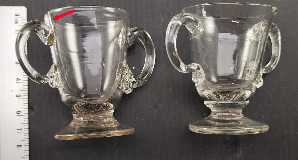 Two Pretty Sorbet Cups, Blown Glass, 18th Century, (accidents)-photo-3