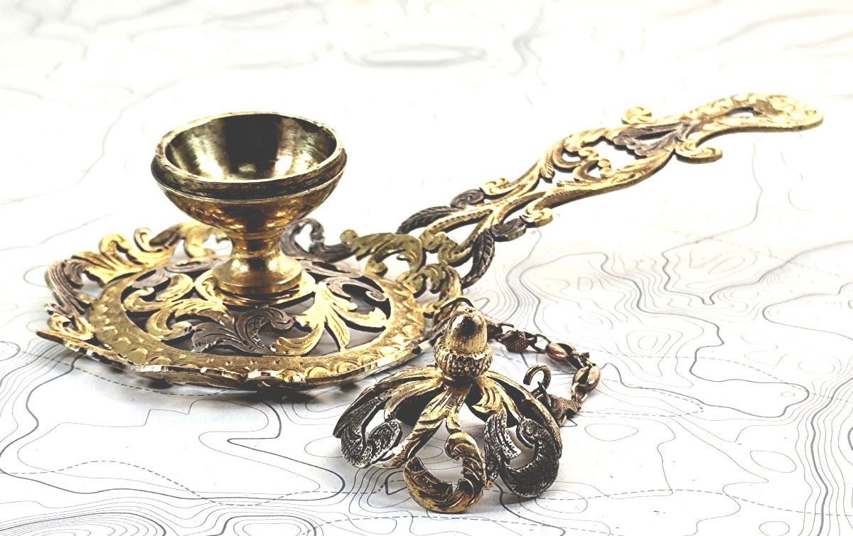 Luxe : brûle Parfum, ajouré, doré et argenté, style Duchesse de Berry, 19e siècle-photo-4