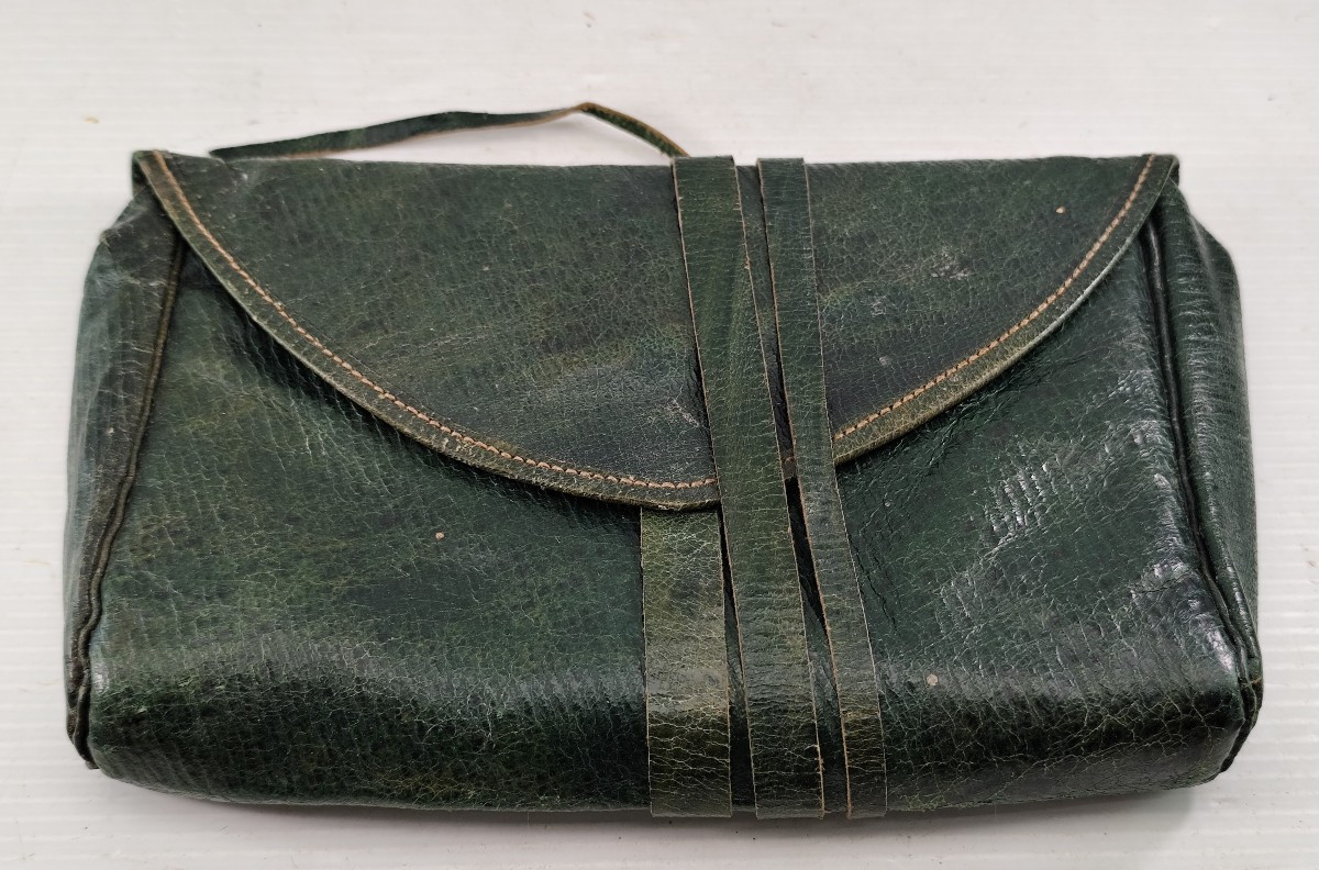 Traveler's And Doctor's Writing Portfolio, Green Goatskin, Very Complete 1830, Signed-photo-1