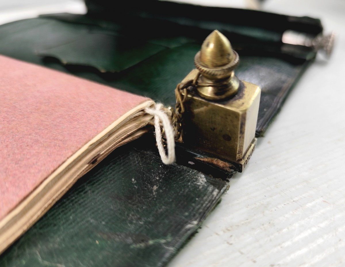 Traveler's And Doctor's Writing Portfolio, Green Goatskin, Very Complete 1830, Signed-photo-3