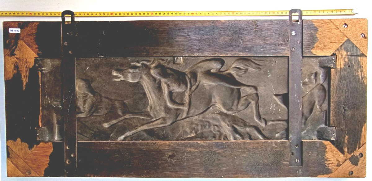 Mazeppa aux Loups, grand bronze mural, 8kg, d’après Carle Vernet, 19e siècle, -photo-5