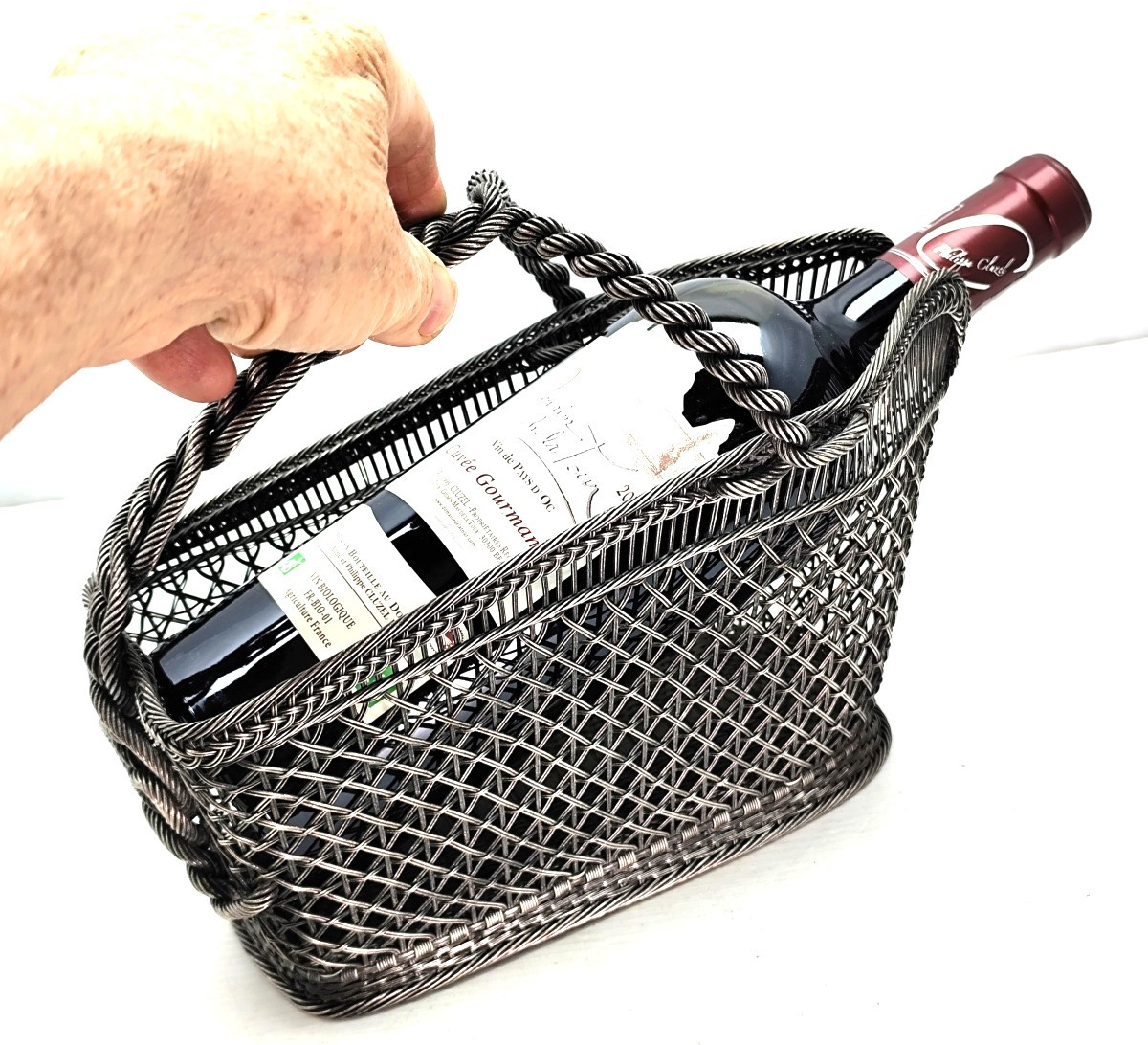 Wine Basket, "transatlantic" Quality Silverwork, Circa 1920-photo-2