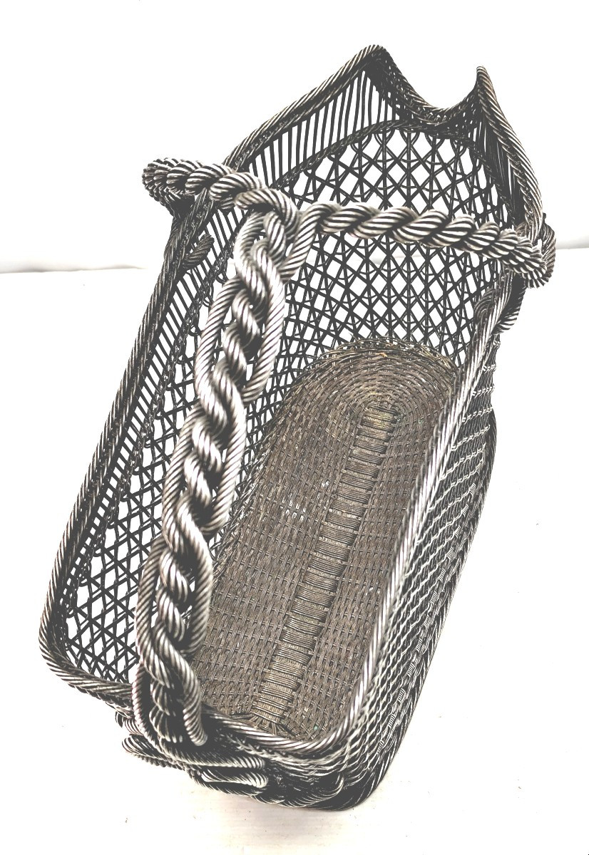 Wine Basket, "transatlantic" Quality Silverwork, Circa 1920-photo-1