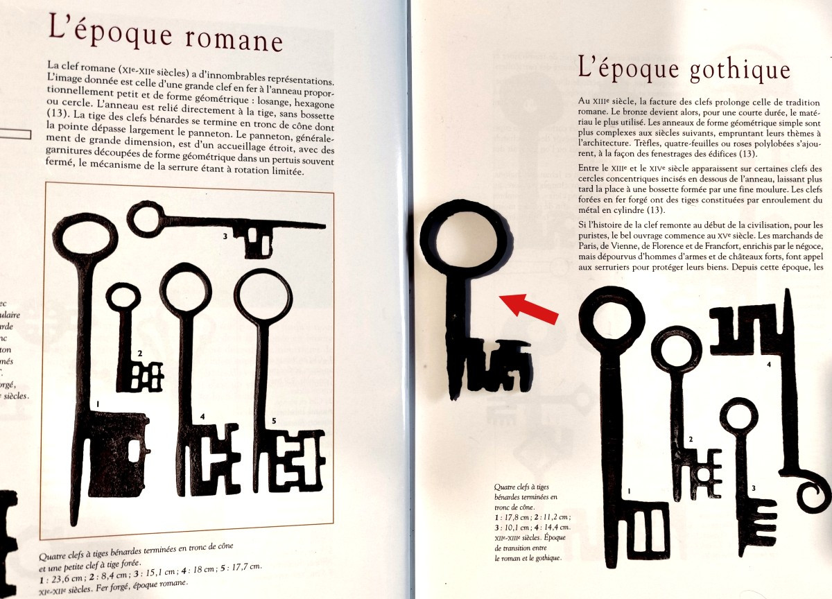 Beautiful Romano-gothic Key, Wrought Iron, 12th Or 13th Century, 9.2cm-photo-2