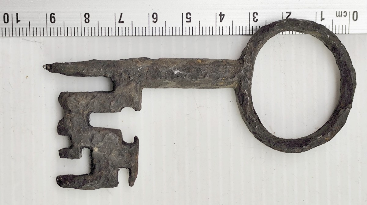 Beautiful Romano-gothic Key, Wrought Iron, 12th Or 13th Century, 9.2cm-photo-4