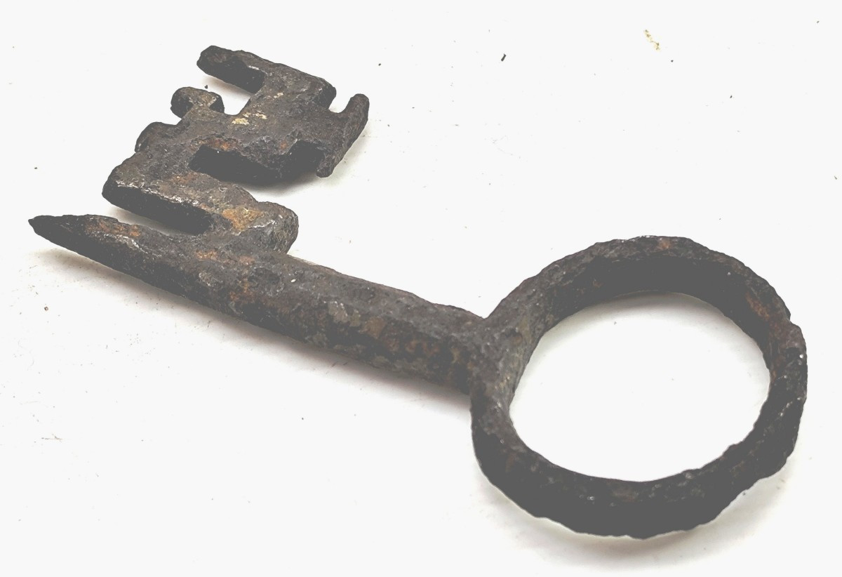Beautiful Romano-gothic Key, Wrought Iron, 12th Or 13th Century, 9.2cm-photo-3