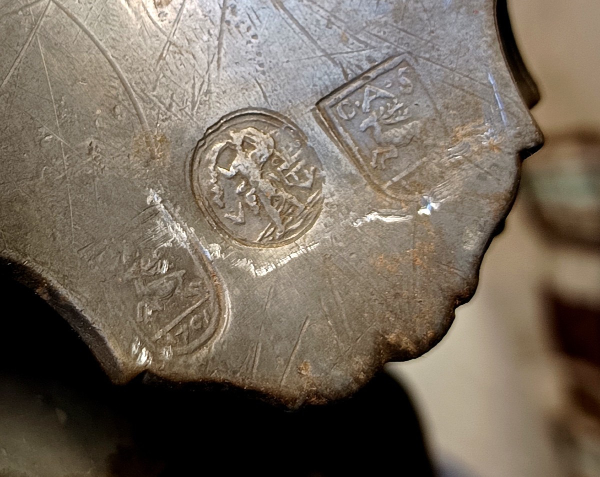 Paire de grands flambeaux d’Autel étains baroques, datés 1701, Allemagne du Sud-photo-3