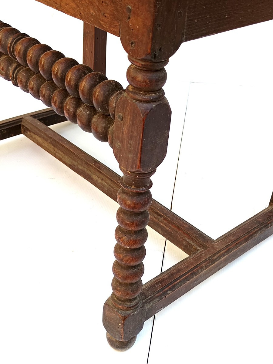 Chaise à bras, vers 1640, à grains de chapelet, tout d’époque.-photo-3