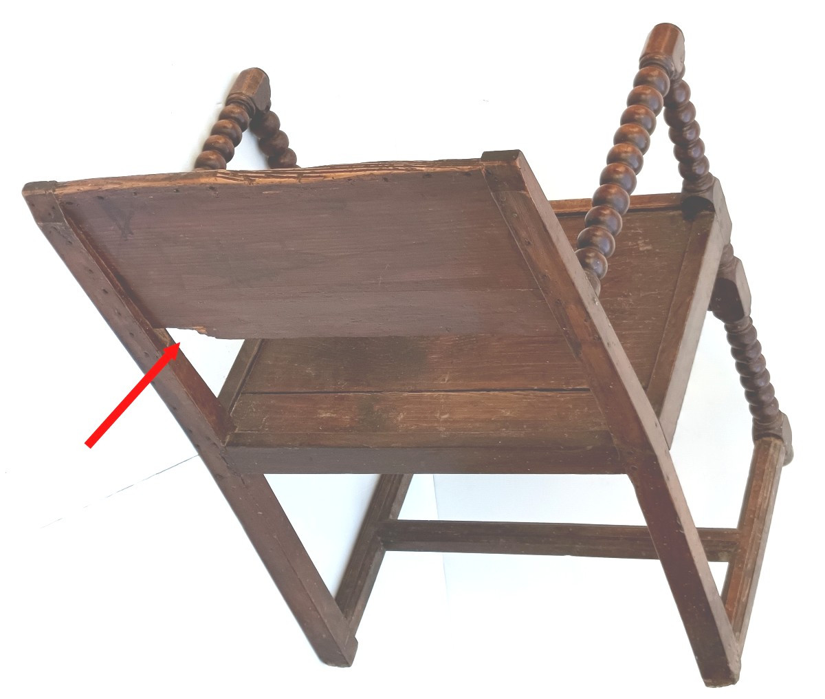 Chaise à bras, vers 1640, à grains de chapelet, tout d’époque.-photo-3