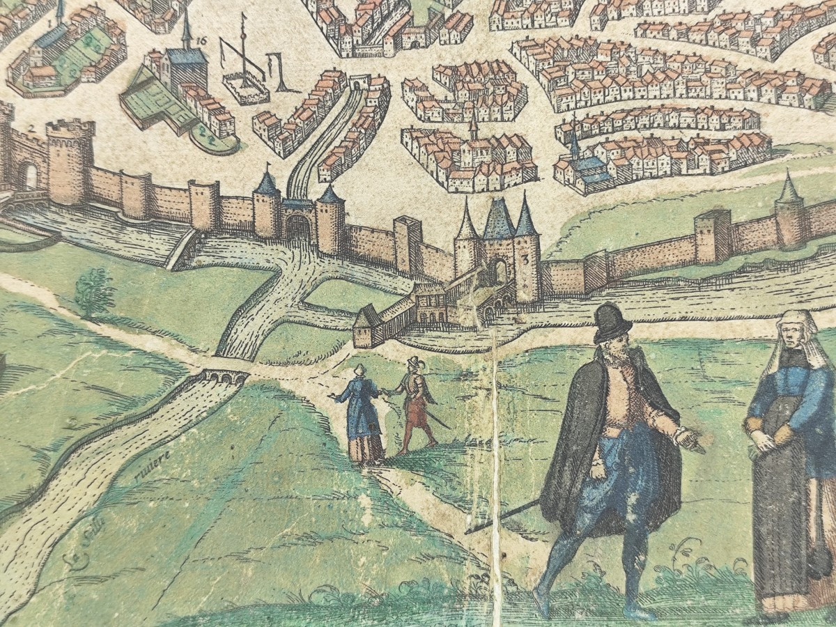 belle Vue de Metz, vers 1593, Braun et Hogenberg, coloris d’époque-photo-4