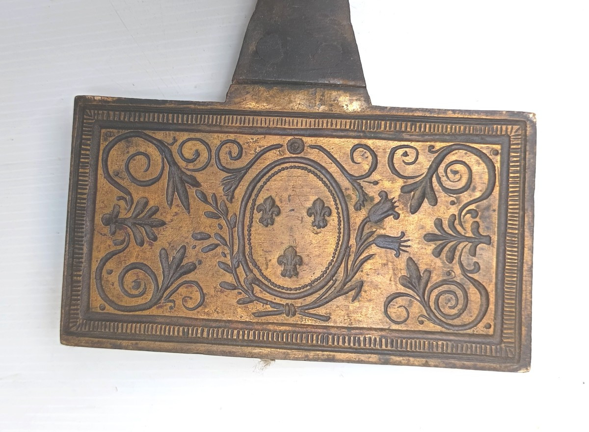 lot de 3 Fers à gaufres de mariage aux Blasons prestigieux, 18 et 19e siècle-photo-4