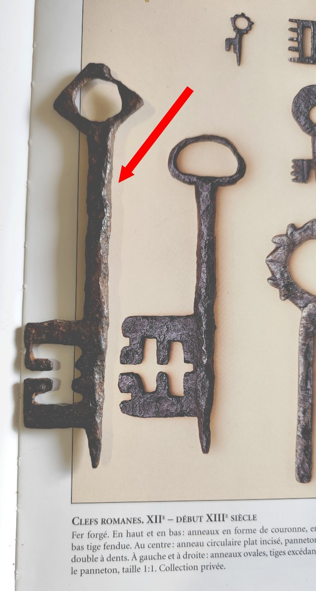 Clé Romane fer battu, 12e siècle, 15cm-photo-2