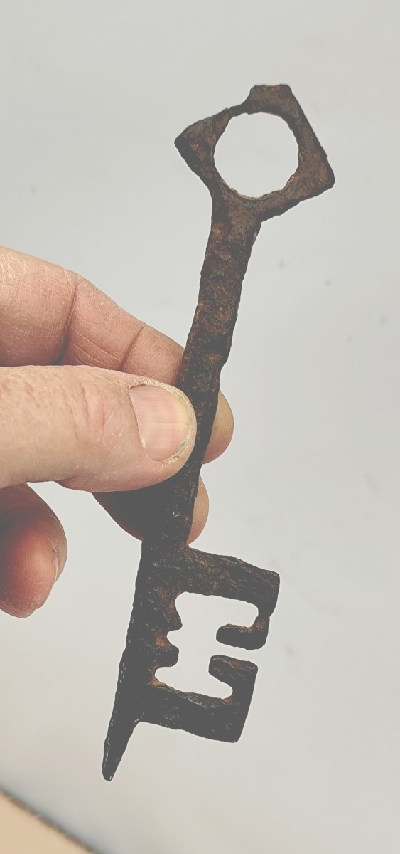 Clé Romane fer battu, 12e siècle, 15cm-photo-3