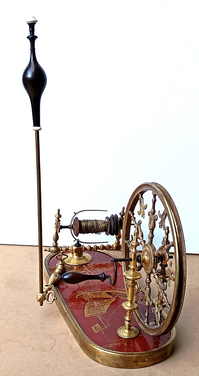 Precious Salon Spinning Wheel, Chinese Lacquer And Gilded Bronze, Louis XV Style-photo-2