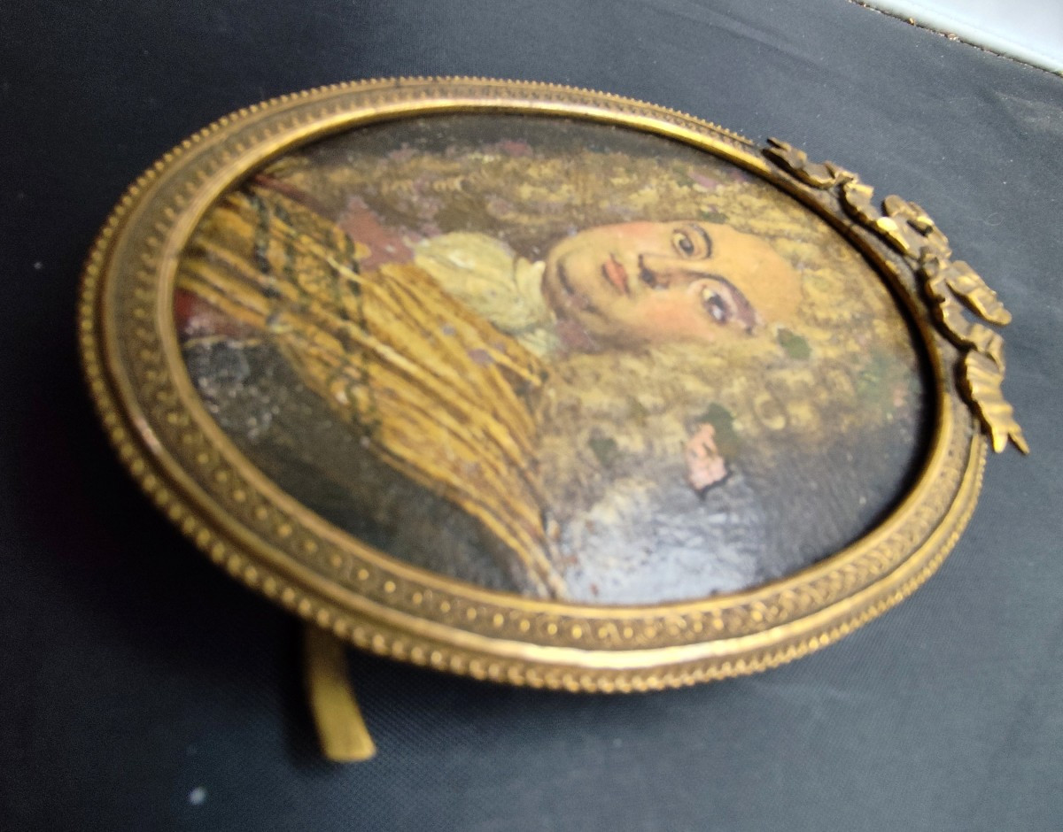 On Copper: Handsome French Gentleman With Wig, Louis XIV Or Regence, As Found-photo-4
