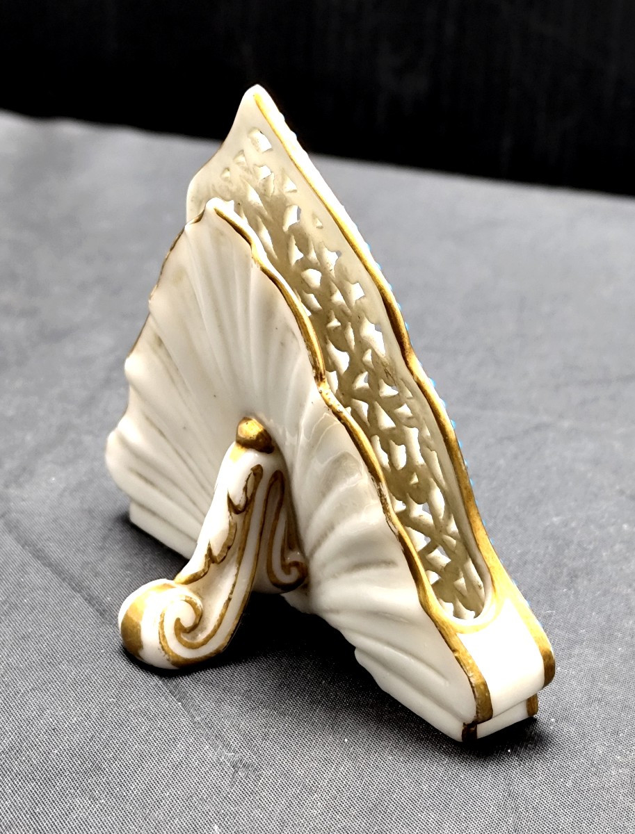 Worcester, 1880: Precious Reticulated Menu Holder With Orientalist Decoration, By Granger-photo-3