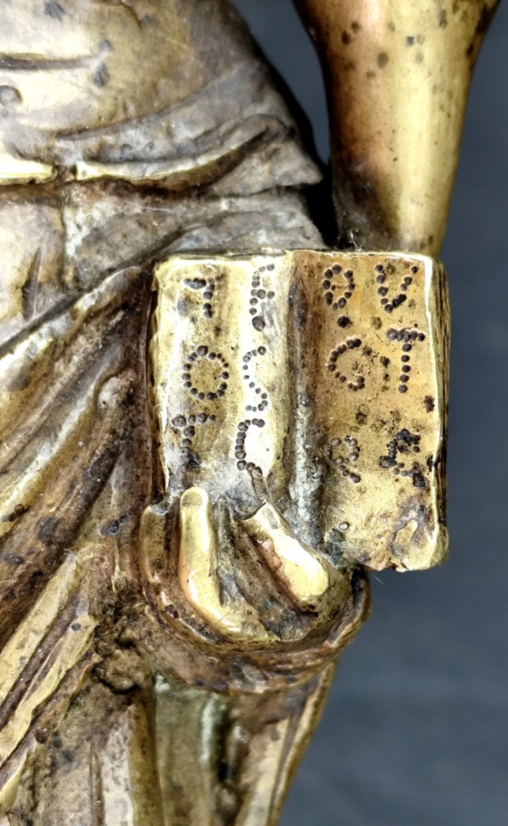 17th Century Bronze, Saint Monk Presenting The Sacred Texts-photo-6