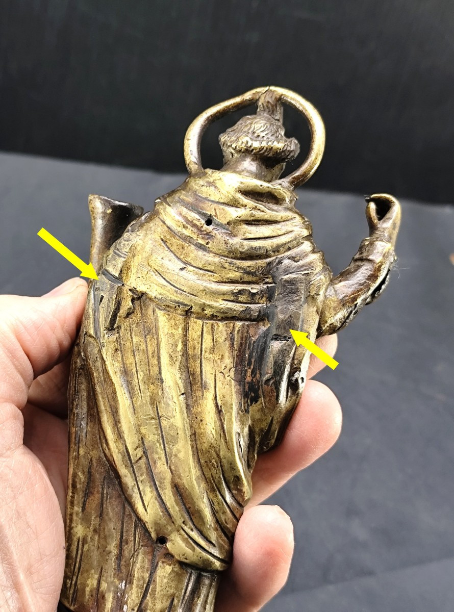 17th Century Bronze, Saint Monk Presenting The Sacred Texts-photo-7