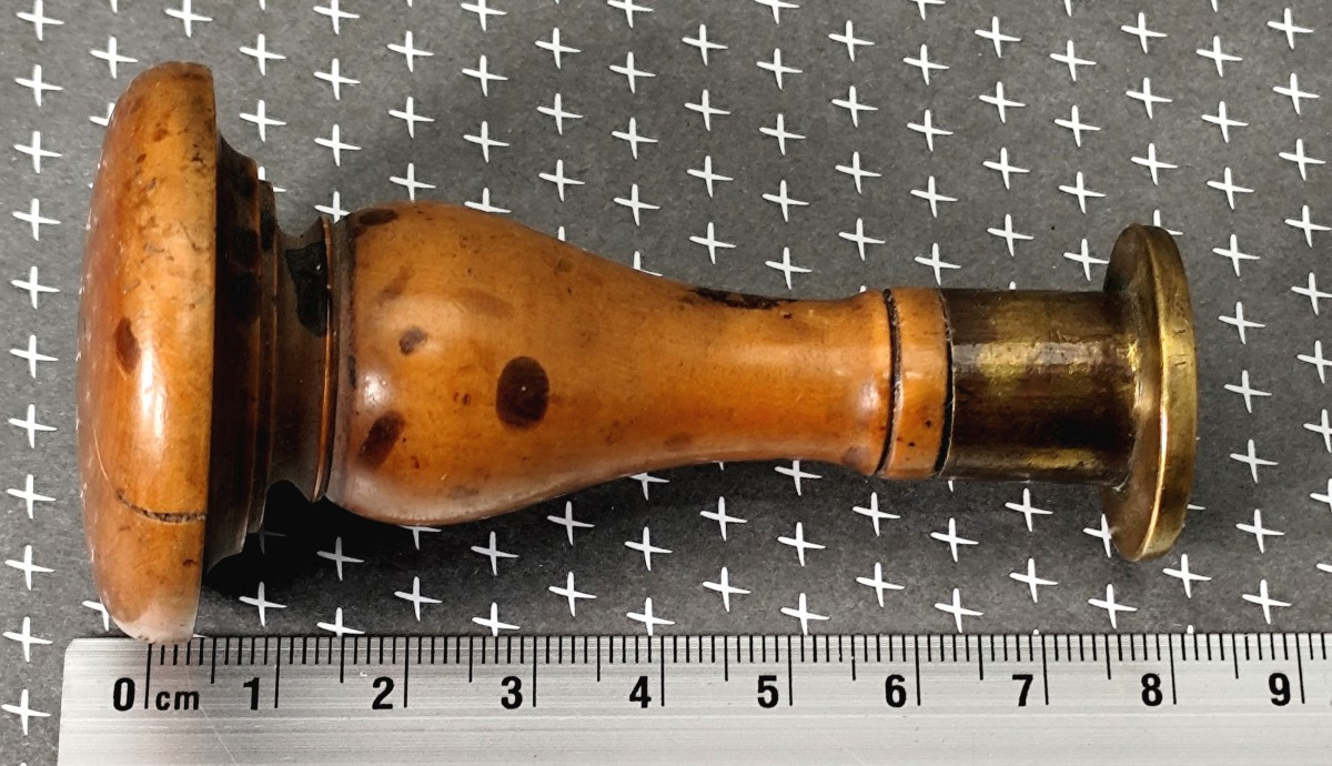 Beautiful Boxwood Mushroom-shaped Handle Seal, Af Crowned Of Flowers, Circa 1820-photo-4