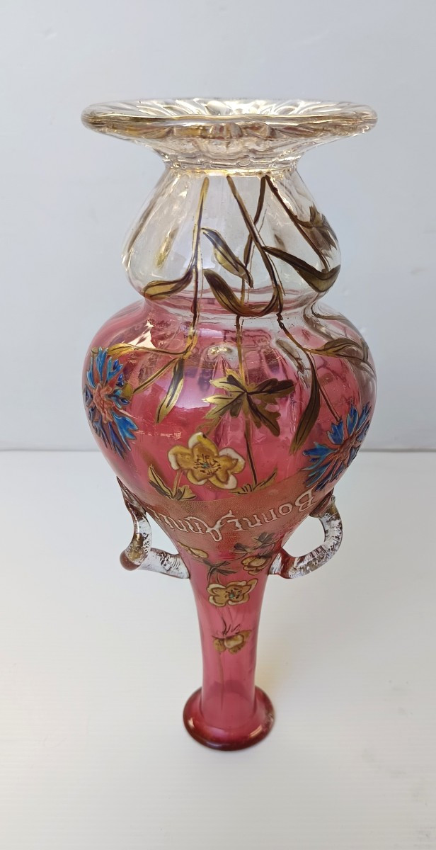 Art Nouveau : Verrerie parlante émaillée de Legras-photo-3