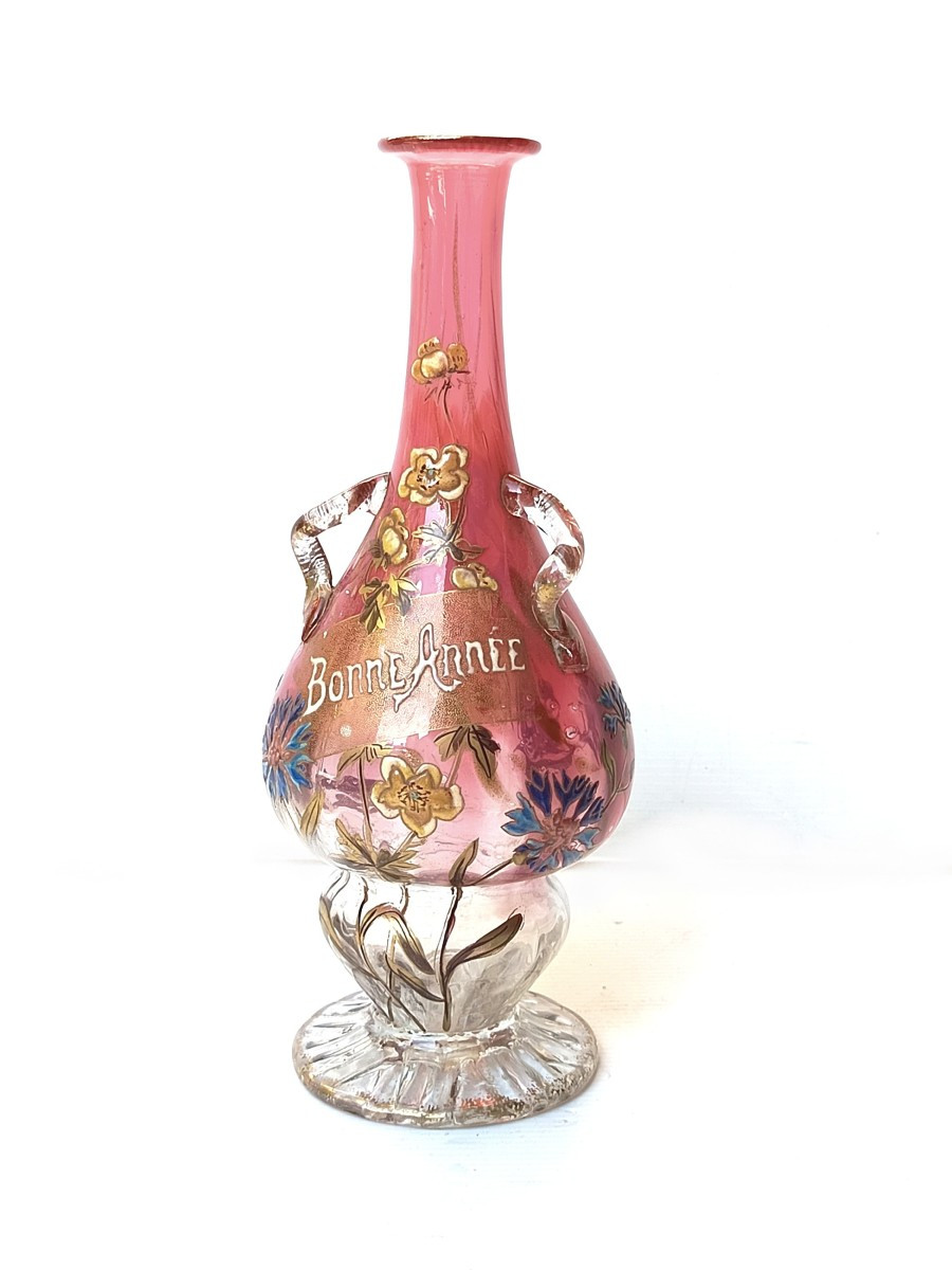 Art Nouveau : Verrerie parlante émaillée de Legras