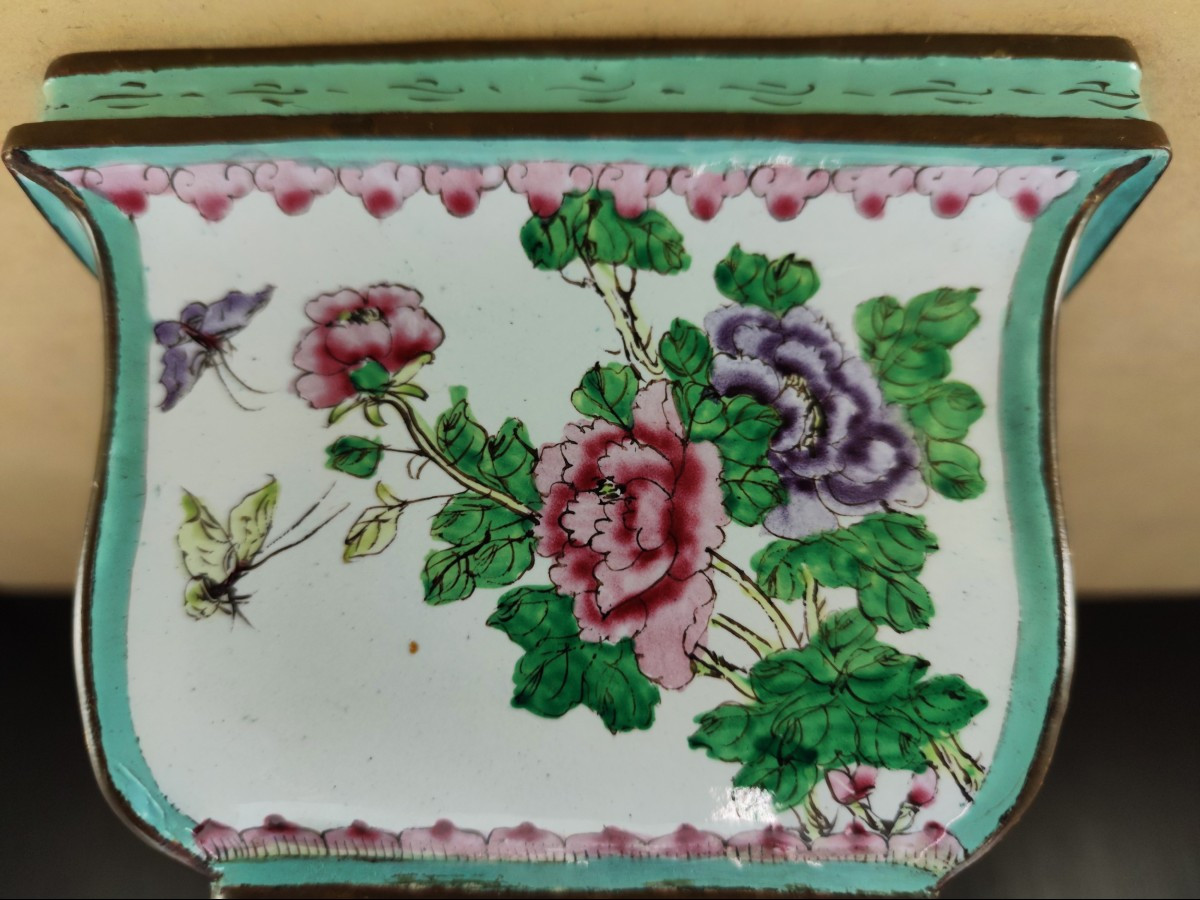 Jardinière émail de Canton, pour l’export vers l’Europe, vers 1900, bel état-photo-2
