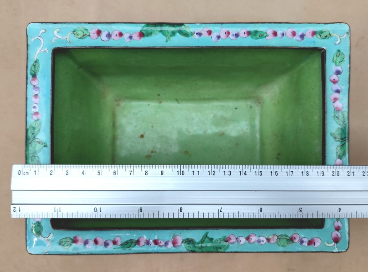 Jardinière émail de Canton, pour l’export vers l’Europe, vers 1900, bel état-photo-3