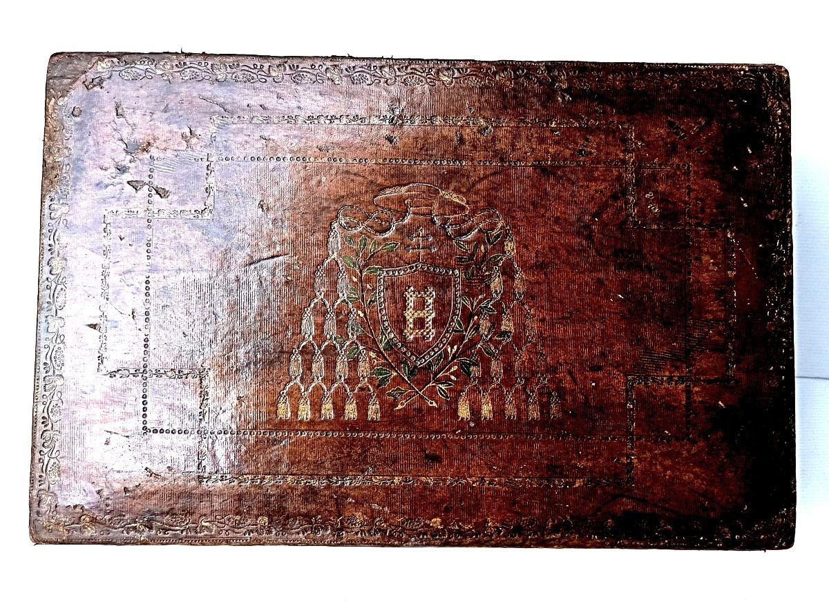 La Marmotte d’un Prince de l’Eglise, armoriée, vers 1800 …  assez usagée -photo-2