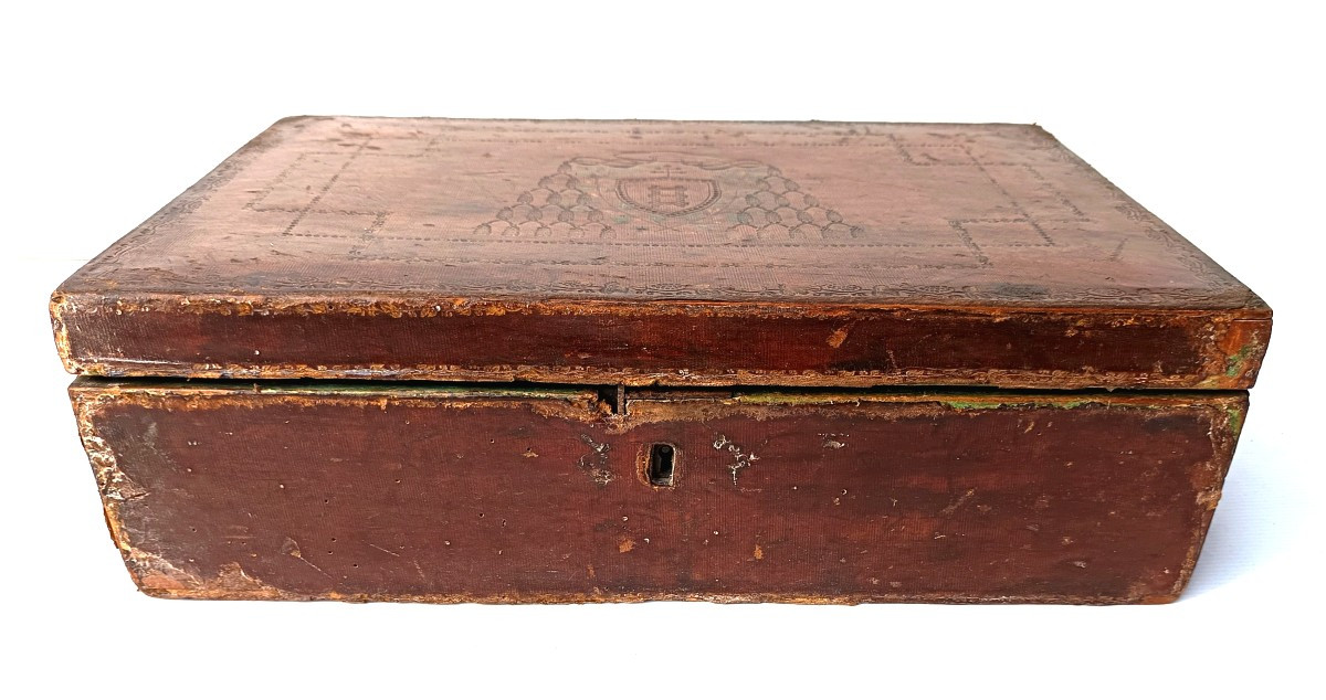 La Marmotte d’un Prince de l’Eglise, armoriée, vers 1800 …  assez usagée -photo-3