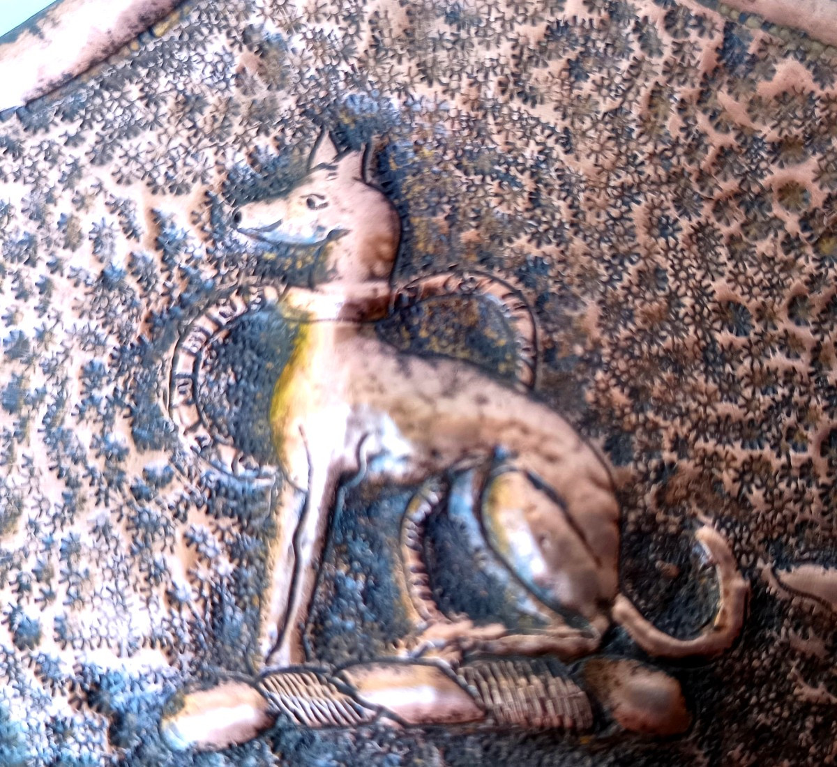 Grand blason mural cuivre estampé gravé , belle devise, 19e siècle-photo-2