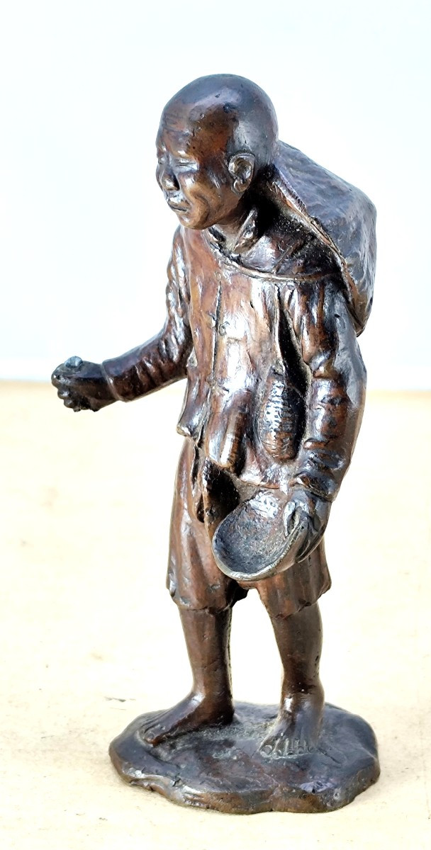 Vietnam: Tonkin Peasant, Bronze With Red Patina, Circa 1920