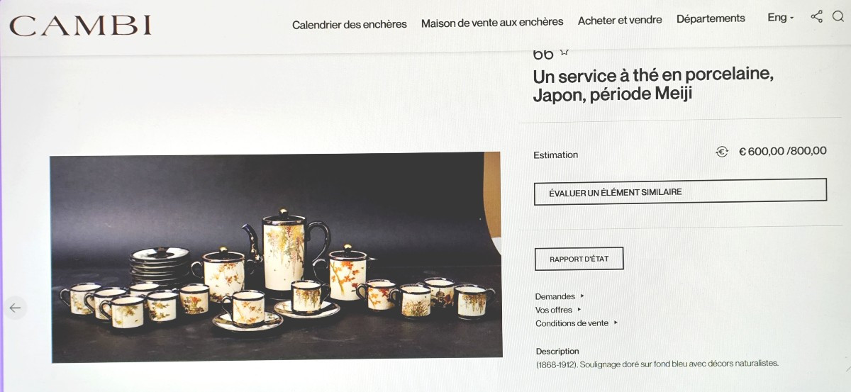 Joli service à moka décor botanique de Satsuma, complet, bel état, -photo-5