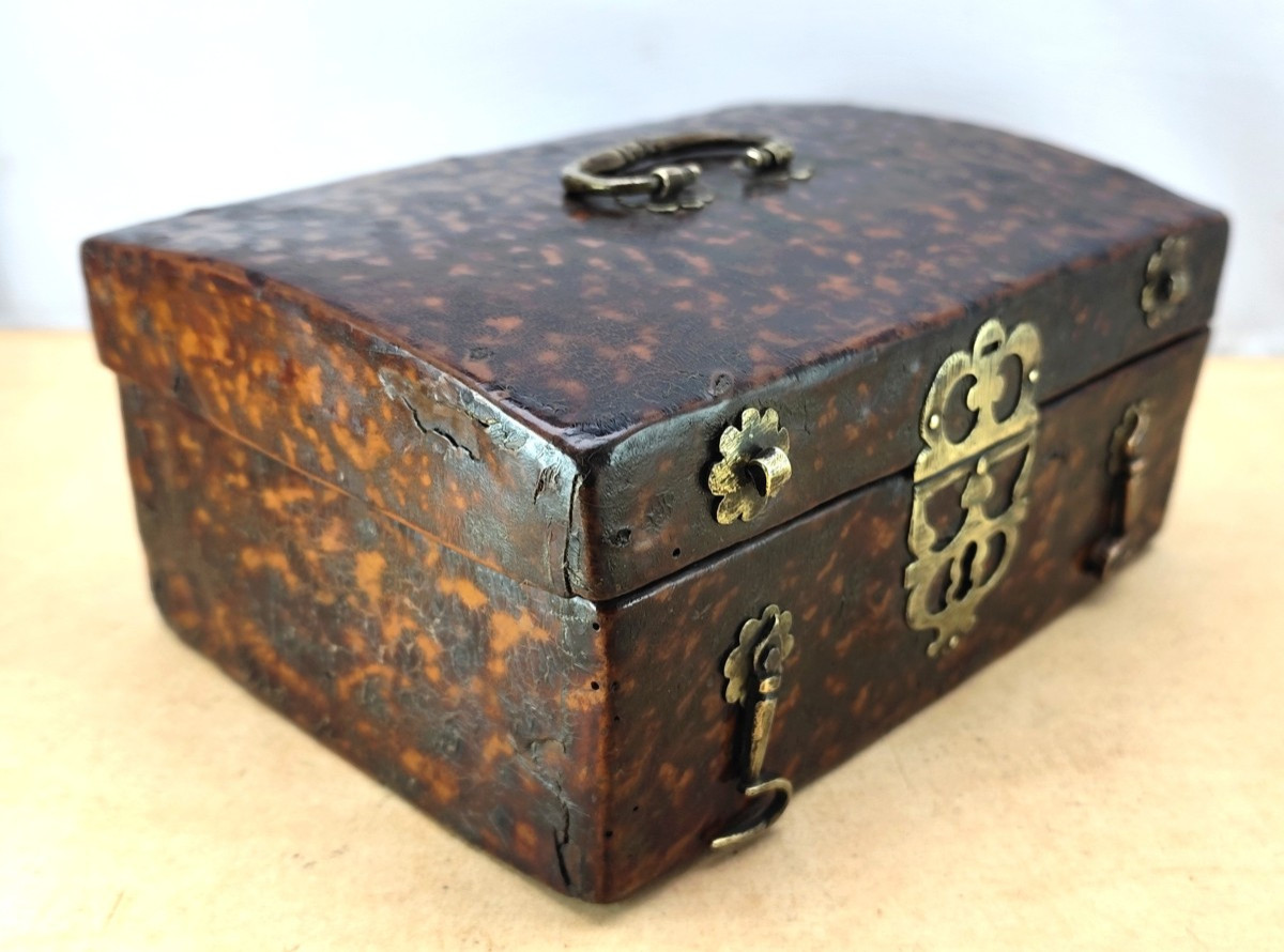 Louis XIV Period Mail Box, Tortoiseshell Parchment, Good Condition-photo-3