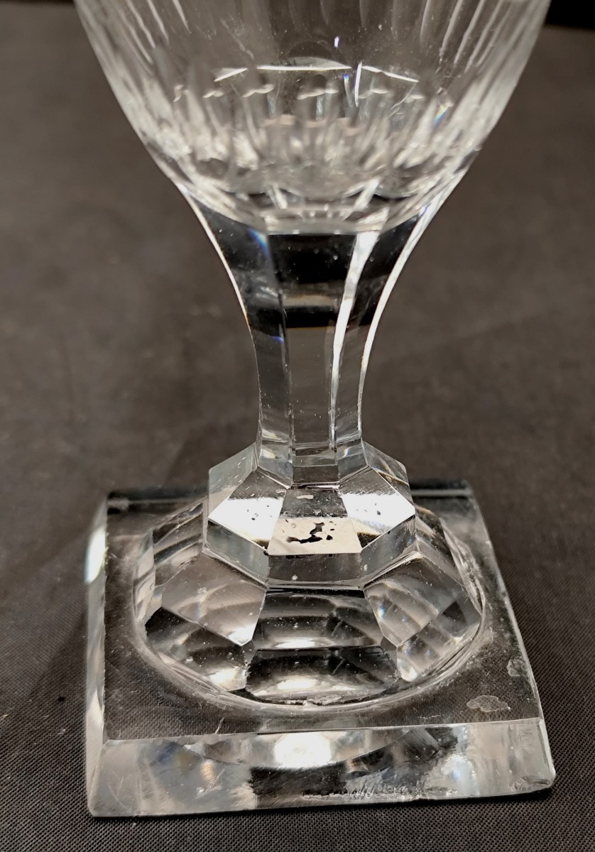 Suite de 10 verres Pieds Carrés Empire, cristal taillé, 10,8cm-photo-4
