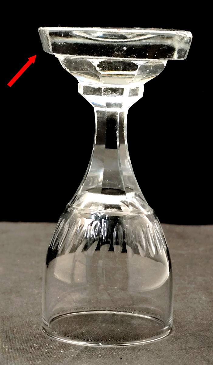 Suite de 10 verres Pieds Carrés Empire, cristal taillé, 10,8cm-photo-3