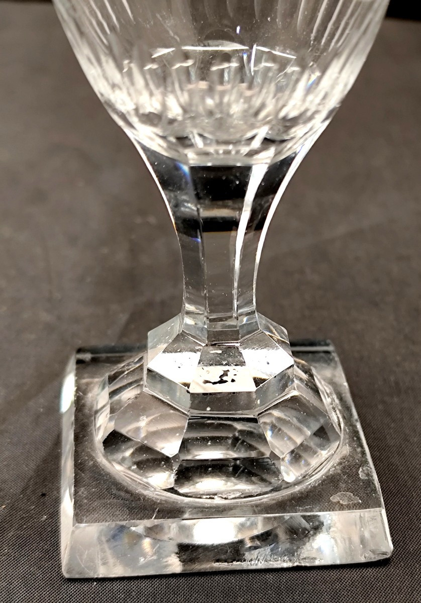 Suite de 10 verres Pieds Carrés Empire, cristal taillé, 10,8cm-photo-5
