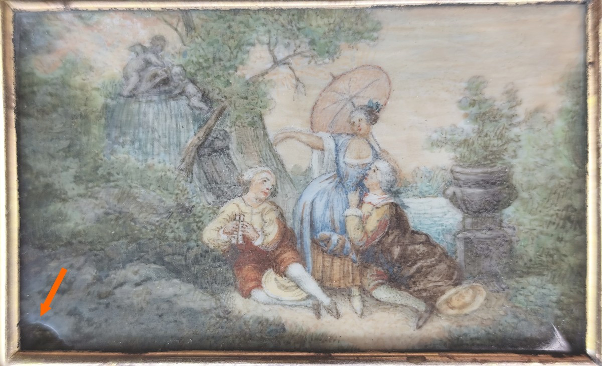 Burrwood Precious French Box, Circa 1830 With A Romantic Miniature-photo-3