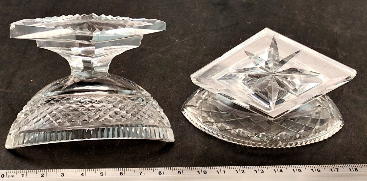 Directoire Style Salt Boats, Le Creusot Crystalworks, Rare Glassware, Good Condition-photo-3