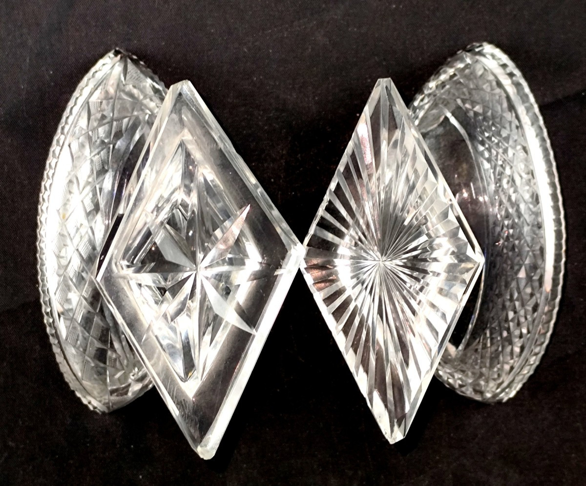 Directoire Style Salt Boats, Le Creusot Crystalworks, Rare Glassware, Good Condition-photo-2