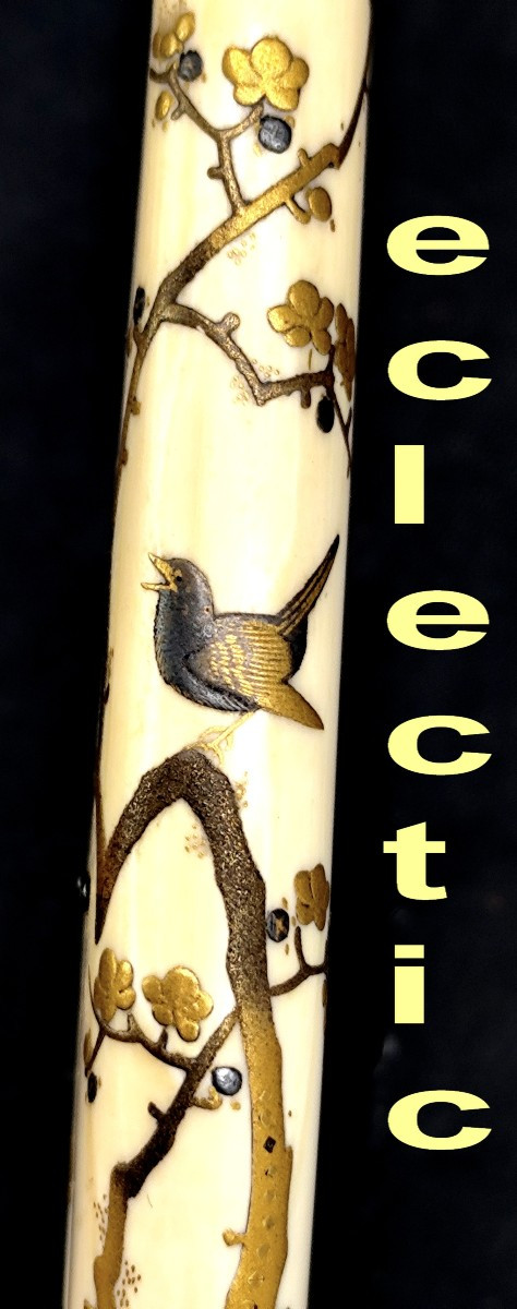 Japon, 19e siècle : l’arbre aux singes : Tonkotsu cuir gaufré, signé-photo-3