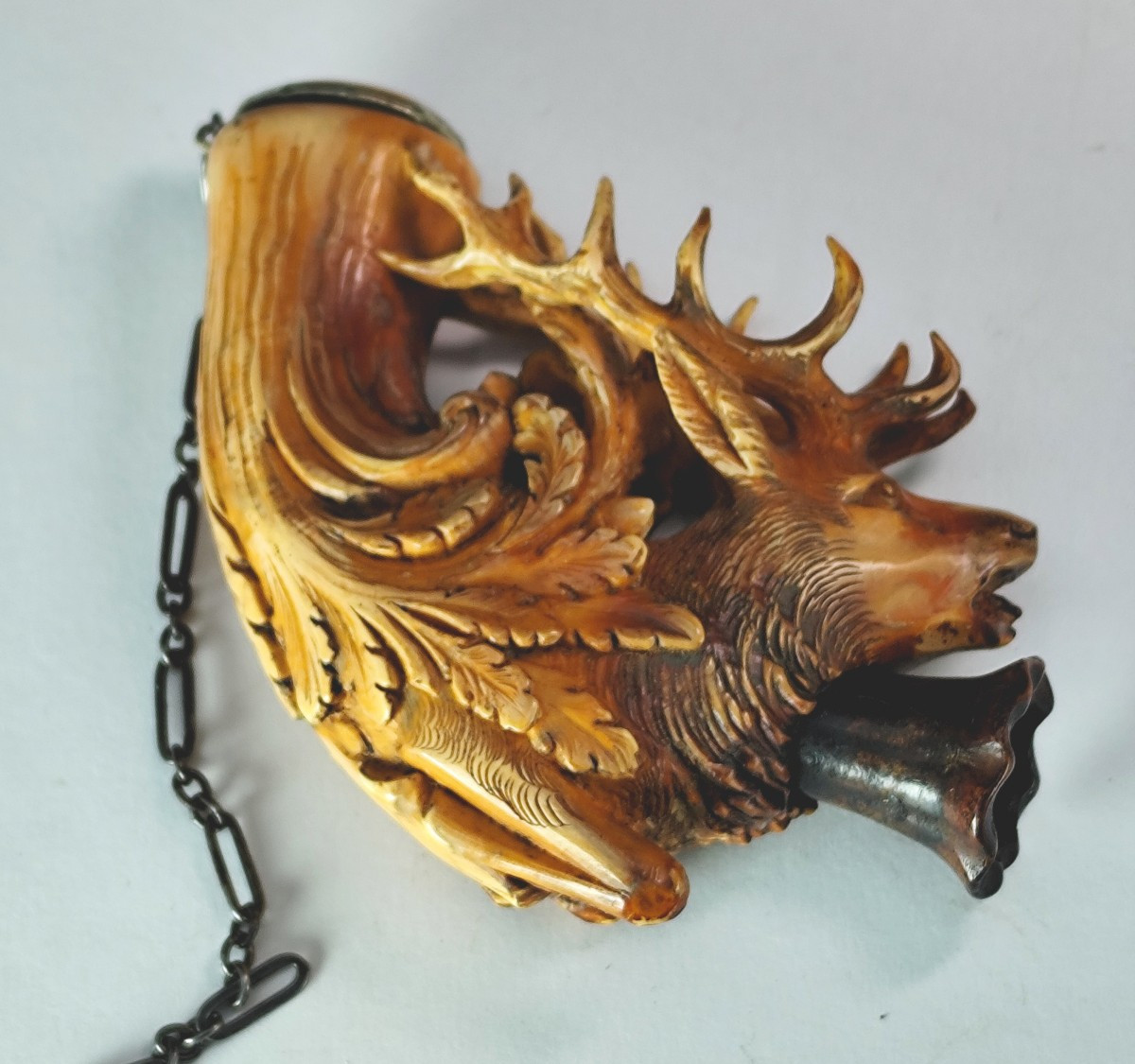The Roar Of  Great Stag, Meerschaum Pipe Head, Viennese Art, 19th Century-photo-3